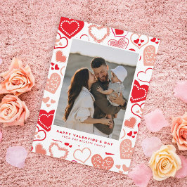 Cute Red Kärlek Hearts Photo Valentine Day Julkort