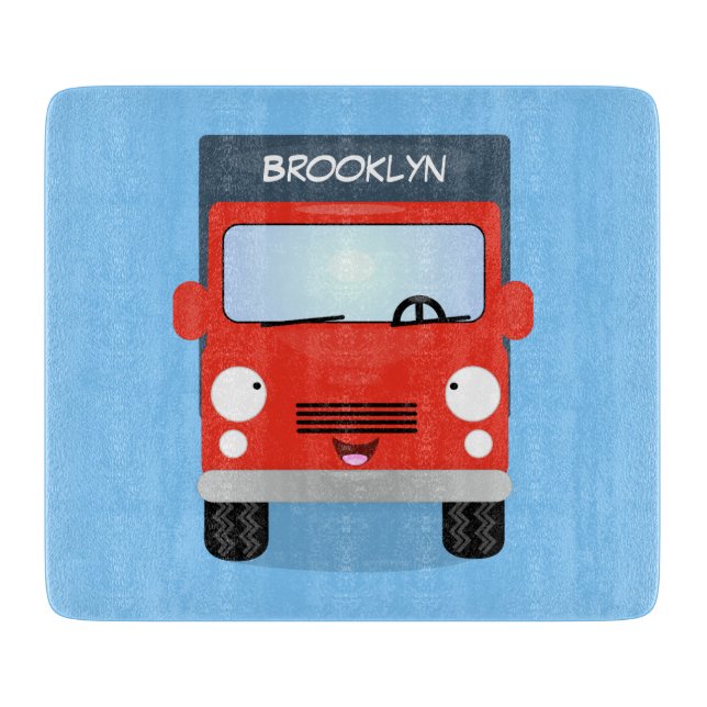 Cute Red Kawaii lastbil tecknad illustration (Framsidan)