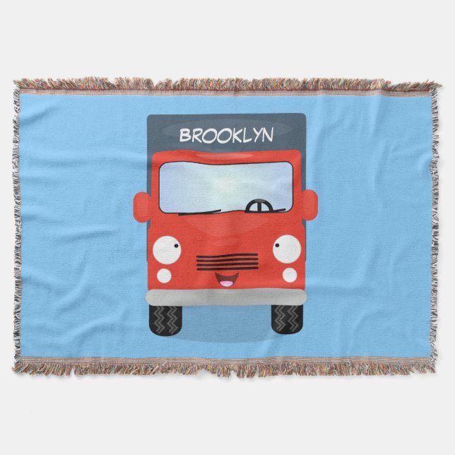 Cute Red Kawaii lastbil tecknad illustration Filt (Framsidan)
