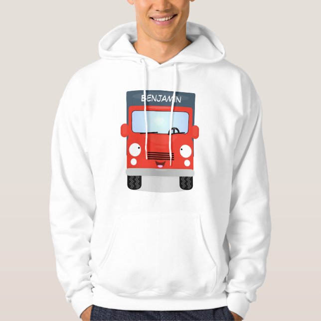 Cute Red Kawaii lastbil tecknad illustration Hoodie (Framsida)
