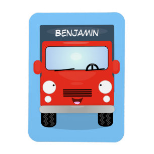 Cute Red Kawaii lastbil tecknad illustration Magnet