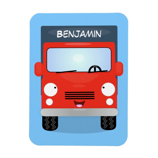 Cute Red Kawaii lastbil tecknad illustration Magnet (Vertikal)