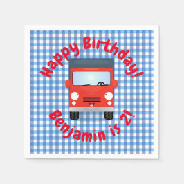 Cute Red Kawaii lastbil tecknad illustration Pappersservett