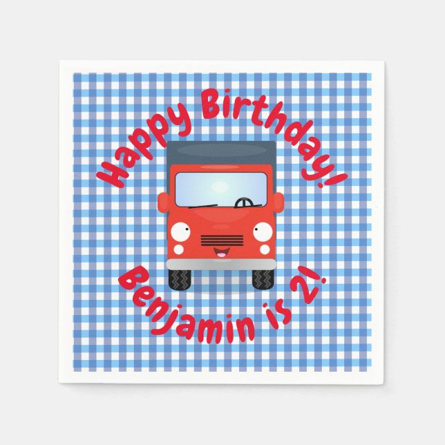 Cute Red Kawaii lastbil tecknad illustration Pappersservett (Framsidan)