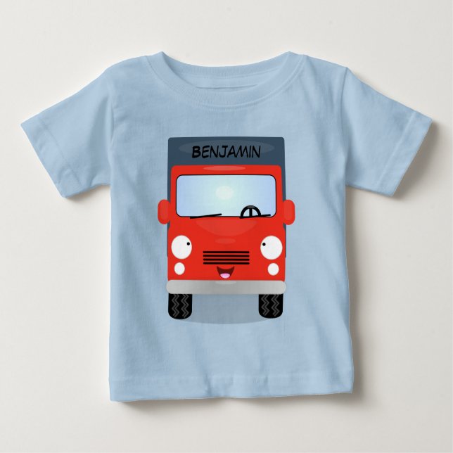 Cute Red Kawaii lastbil tecknad illustration T Shirt (Framsida)