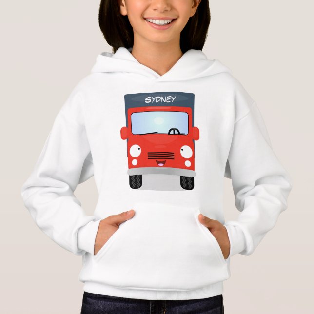 Cute Red Kawaii lastbil tecknad illustration T Shirt (Framsida)
