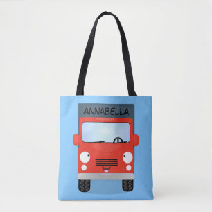 Cute Red Kawaii lastbil tecknad illustration Tygkasse