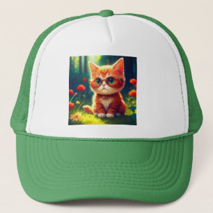 Cute Red Kitten Wearing Glasses-365478 Keps