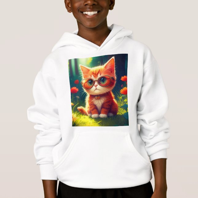 Cute Red Kitten Wearing Glasses-365478 T Shirt (Framsida)