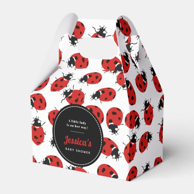 Cute Red Ladybug Baby Shower Girl Presentaskar (Framsidan Sidan)