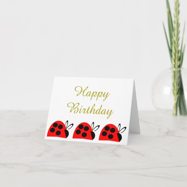 Cute Red Ladybug Birthday Kort (Framsida)