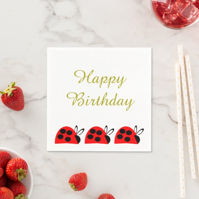 Cute Red Ladybug Birthday Pappersservett (Insitu)
