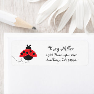 Cute Red Ladybug Girls Adress Returadress Etikett