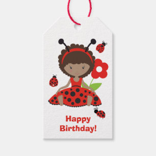 Cute Red Ladybug Girls födelsedag Presentetikett