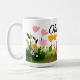 Cute Red Ladybug Girl's Name Wildflowers Kaffemugg