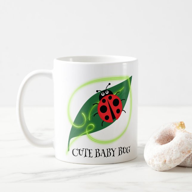 Cute Red ladybug Grönt Kärlek Löv-flickbarn Kaffemugg (Med munk)