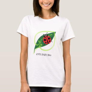 Cute Red ladybug Grönt Kärlek Löv-flickbarn T Shirt