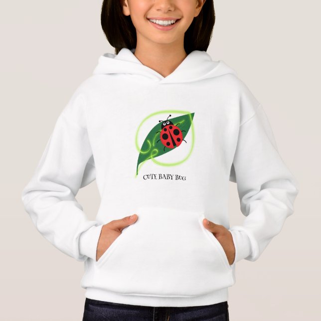 Cute Red ladybug Grönt Kärlek Löv-flickbarn T Shirt (Framsida)