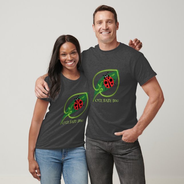 Cute Red ladybug Grönt Kärlek Löv-flickbarn T Shirt (Unisex)