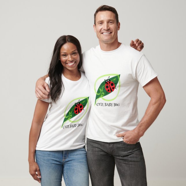 Cute Red ladybug Grönt Kärlek Löv-flickbarn T Shirt (Unisex)