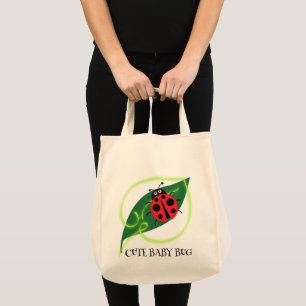 Cute Red ladybug Grönt Kärlek Löv-flickbarn Tygkasse