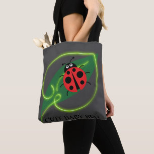 Cute Red ladybug Grönt Kärlek Löv-flickbarn Tygkasse