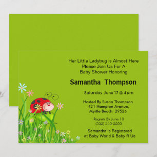 Cute Red Ladybug i Garden Graphic Inbjudningar