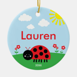 Cute Red Ladybug Julgransprydnad Keramik