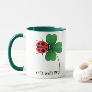 Cute Red ladybug på Lucky löv Kids Mugg