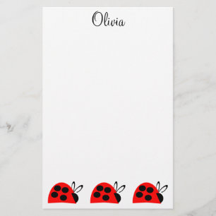 Cute Red Ladybug Personlig Brevpapper