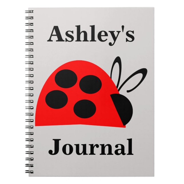 Cute Red Ladybug Personlig Journal Anteckningsbok (Framsidan)