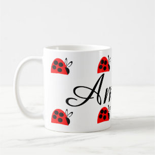 Cute Red Ladybug Personlig Kaffemugg