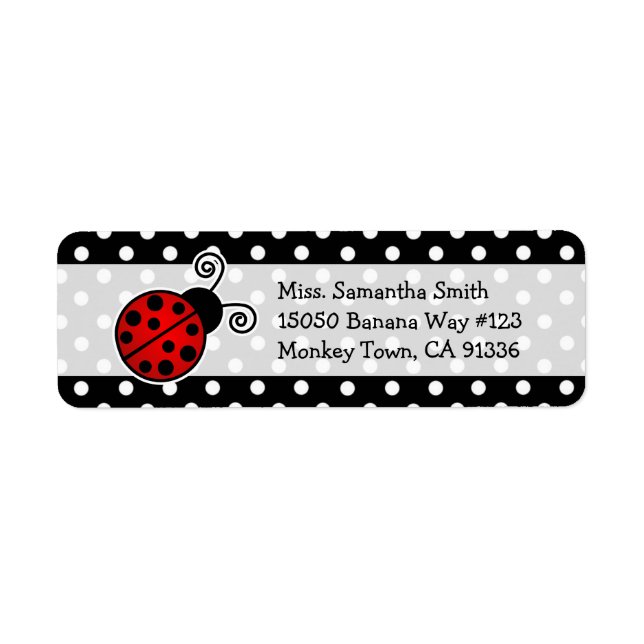 Cute Red Ladybug Polka Dot Returetiketters Returadress Etikett (Framsidan)