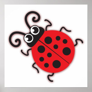 Cute red ladybug-ungar poster
