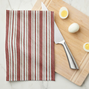 Cute Red Land bonhouse Linen Rand Mönster Kökshandduk