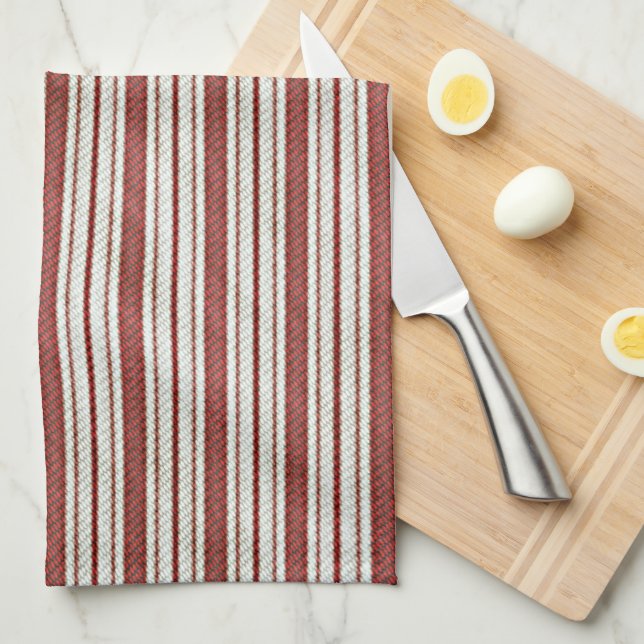 Cute Red Land bonhouse Linen Rand Mönster Kökshandduk (Vikt i Fjärdedel)