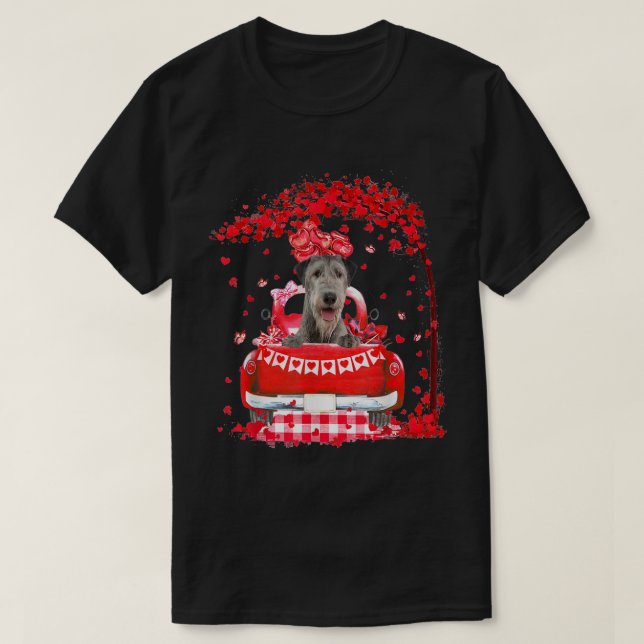 Cute Red Lastbil Irish Wolfhound Valentines day T Shirt (Design framsida)