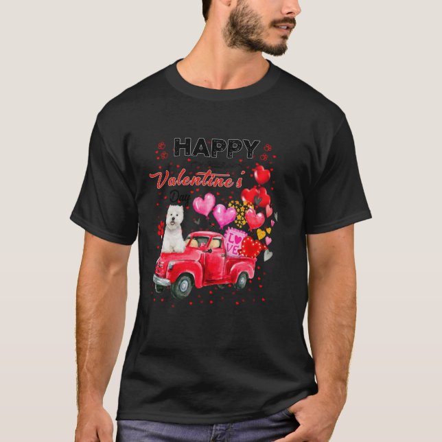 Cute Red Lastbil Westie Valentines day Costume Boy T Shirt (Framsida)