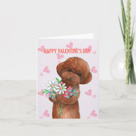 Cute Red Leksak Pudel Puppy Doodle Valentines day Kort