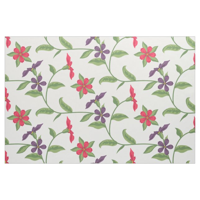 Cute Red & Lila blommor på Anpassningsbarnas bakgr Tyg (Fat Quarter)