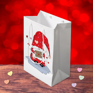Cute Red Little Gnome Valentine Day Gift Bag