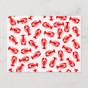 Cute Red Lobster Animal Mönster Vykort