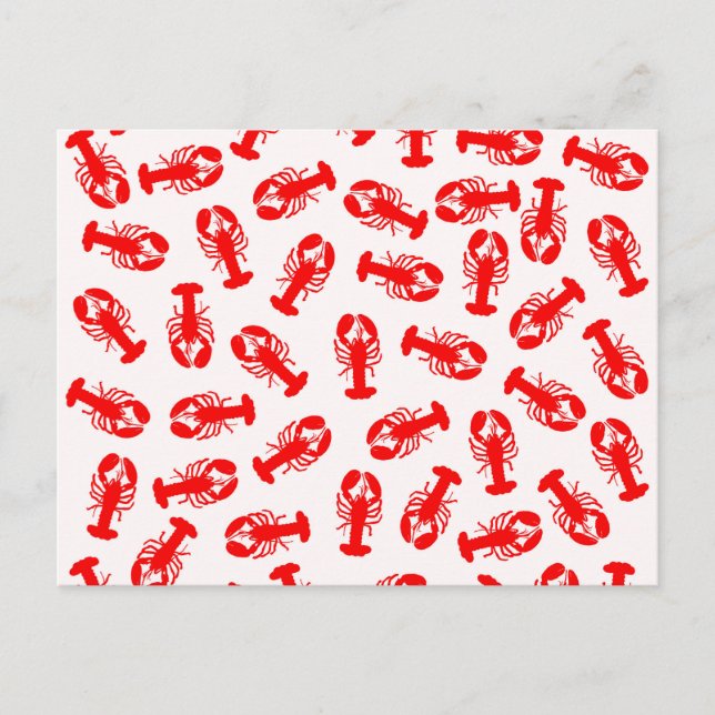 Cute Red Lobster Animal Mönster Vykort (Framsida)