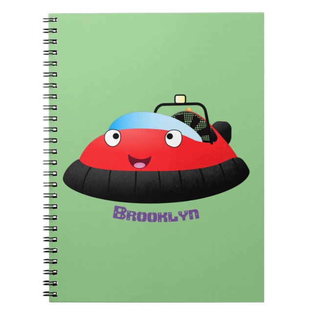 Cute Red lycklig hovercraft tecknad Anteckningsbok (Framsidan)