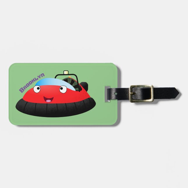 Cute Red lycklig hovercraft tecknad Bagagebricka (Horisontell Framsida)