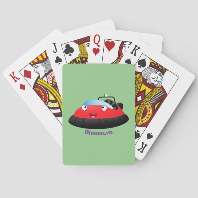 Cute Red lycklig hovercraft tecknad Casinokort (Baksidan)