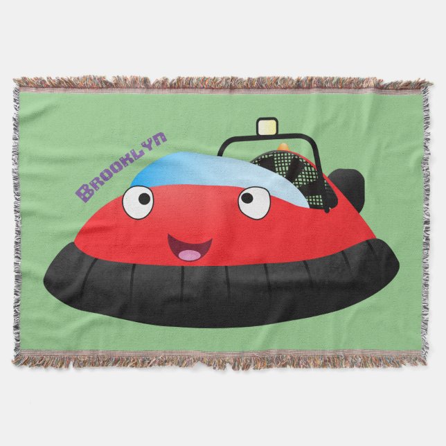 Cute Red lycklig hovercraft tecknad Filt (Framsidan)