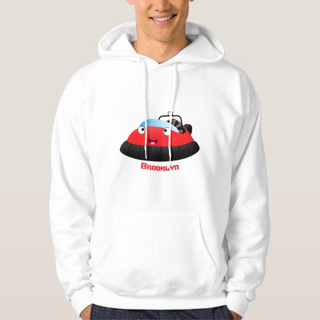 Cute Red lycklig hovercraft tecknad Hoodie (Framsida)