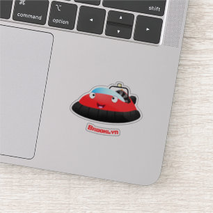 Cute Red lycklig hovercraft tecknad Klistermärken