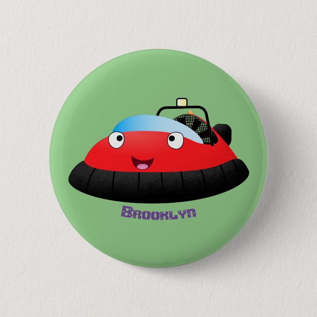Cute Red lycklig hovercraft tecknad Knapp (Framsida)